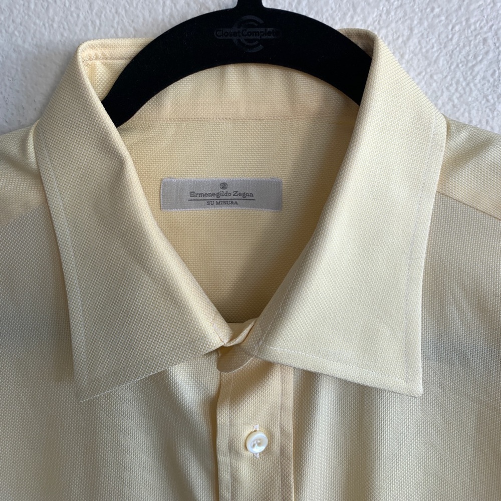 17/38 Ermenegildo Zegna Su Misura Yellow Shirt - Picture 2 of 6
